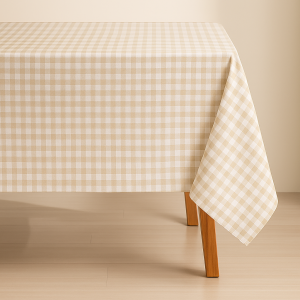 Mantel rectangular 6 ptos beige/blanco