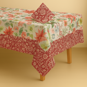 Mantel rectangular navidad flor natal 6-8 pts