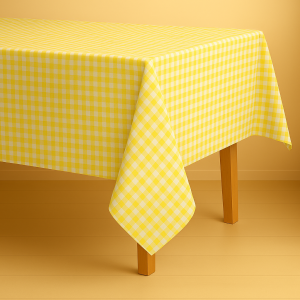 Mantel rectangular 6 ptos amarillo/blanco