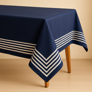 Mantel 6-8 ptos azul marino rayas blancas
