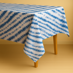 Mantel rectangular 8 ptos azul/blanco