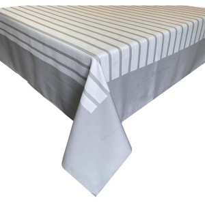 Mantel 6-8 ptos blanco hueso linea gris