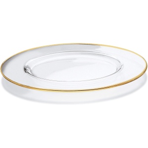 Plato de sitio vidrio borde oro 33cms
