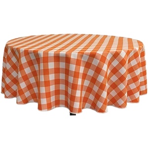 Mantel redondo 1,50 cuadros naranja/blanco