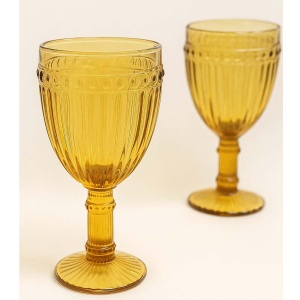 Set 6 copas vino agua vintage 11 oz amarillo