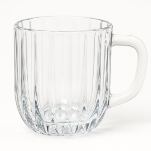 Set 6 mugg vidrio 10 oz acanalado