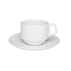 Set taza de cafe con platillo blanco  2.5 onz