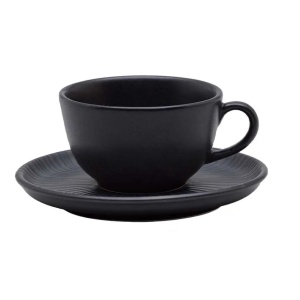 Set taza con plato café/te  ceramica onix 7 onz