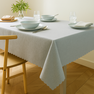 Mantel rectangular 6 ptos gris hilos plata