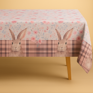 Mantel rectangular conejo de agua rosa 6-8 pts