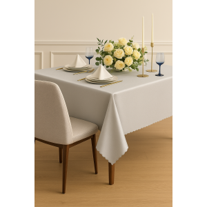 Mantel rectangular 6 ptos lino gris